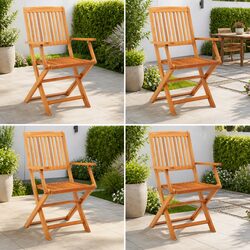 Durable Folding Garden Chairs Set of 4 in Brown Eucalyptus