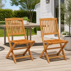 Durable Folding Garden Chairs 2 pcs Eucalyptus Wood