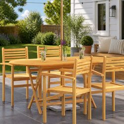 Sturdy Solid Wood Folding Outdoor Dining Table 160x85x75cm
