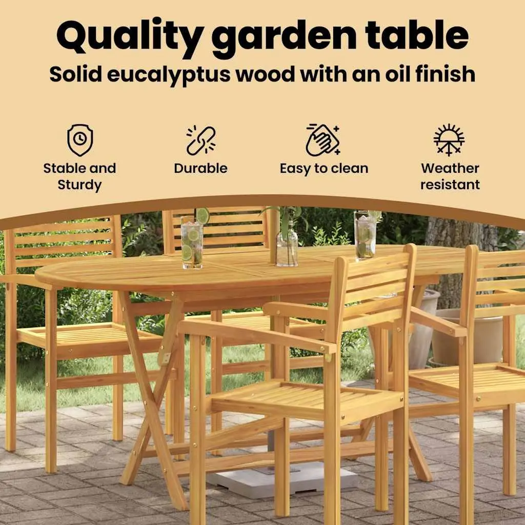 Solid Wood Folding Outdoor Dining Table 160x85x75cm