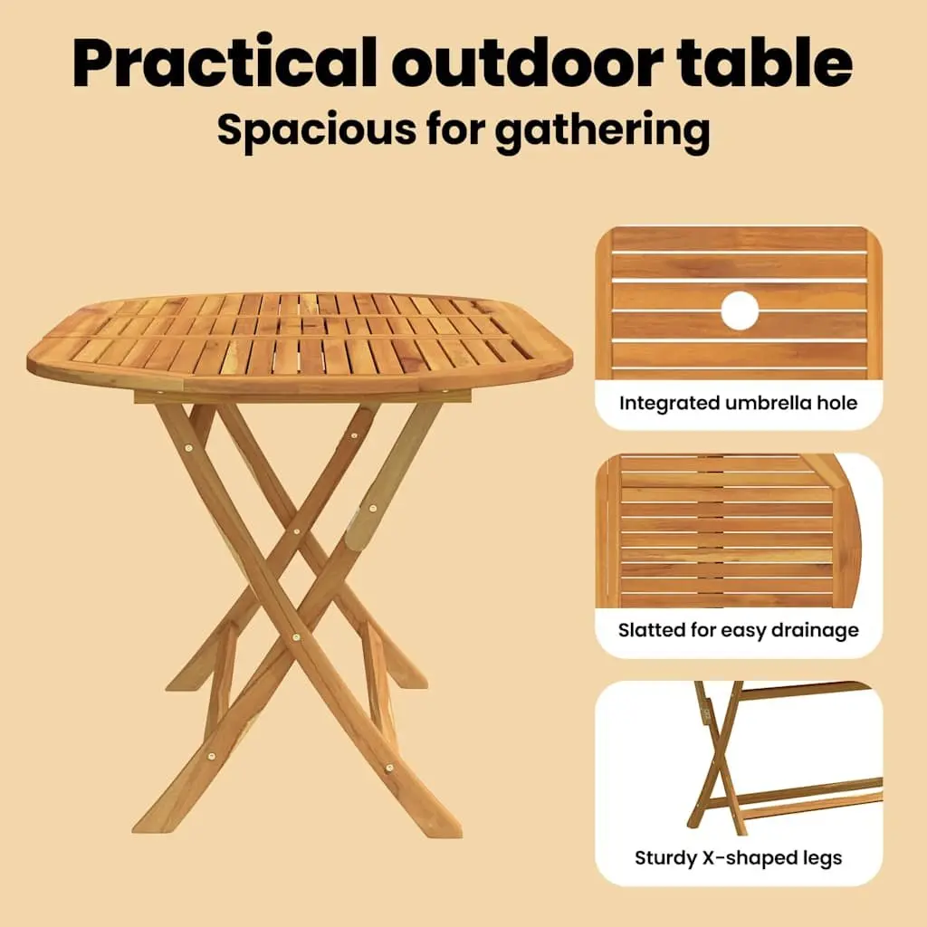 Solid Wood Folding Outdoor Dining Table 160x85x75cm