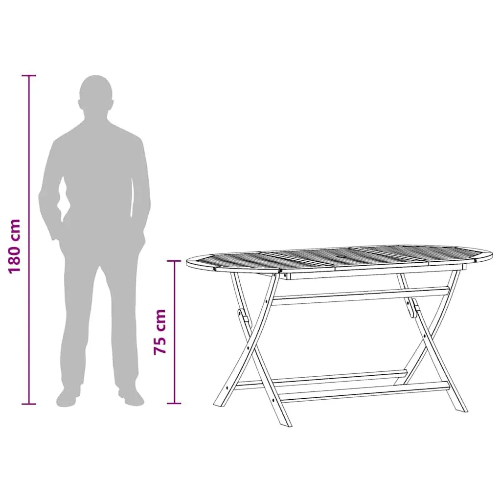 Solid Wood Folding Outdoor Dining Table 160x85x75cm