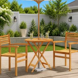 Round Folding Garden Table 60cm Ø - Solid Eucalyptus Wood