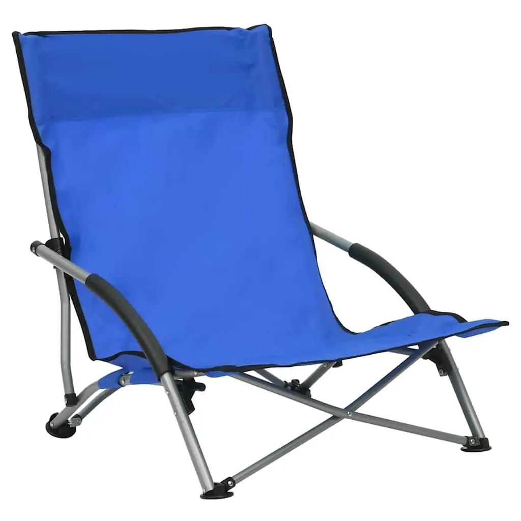 Folding Beach Chairs Oxford Fabric Steel Frame 2 Piece Blue Portable Camping Garden