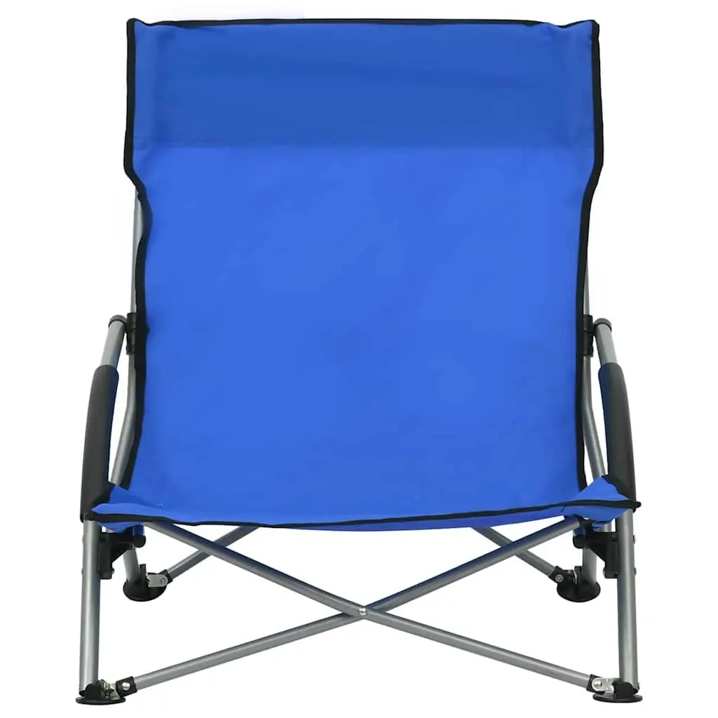 Folding Beach Chairs Oxford Fabric Steel Frame 2 Piece Blue Portable Camping Garden