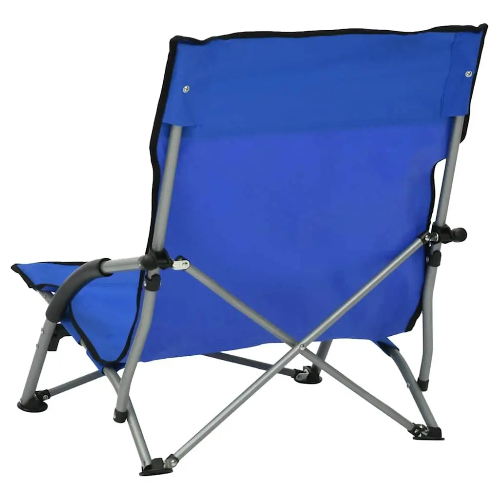 Folding Beach Chairs Oxford Fabric Steel Frame 2 Piece Blue Portable Camping Garden