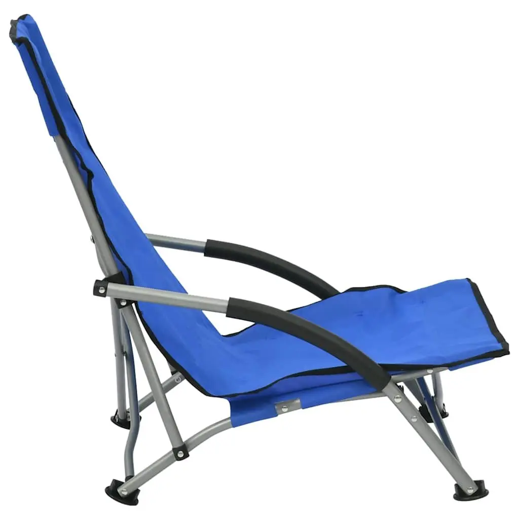 Folding Beach Chairs Oxford Fabric Steel Frame 2 Piece Blue Portable Camping Garden