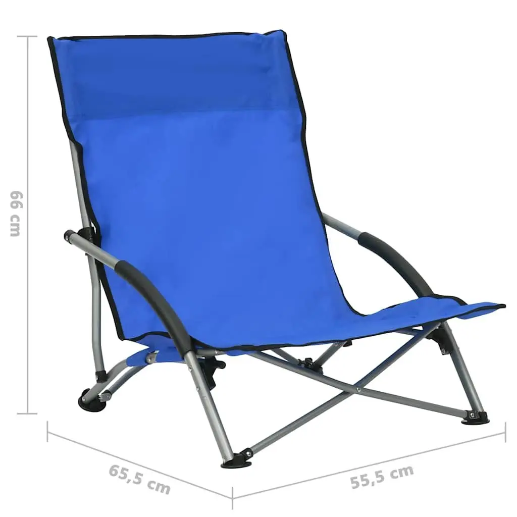 Folding Beach Chairs Oxford Fabric Steel Frame 2 Piece Blue Portable Camping Garden