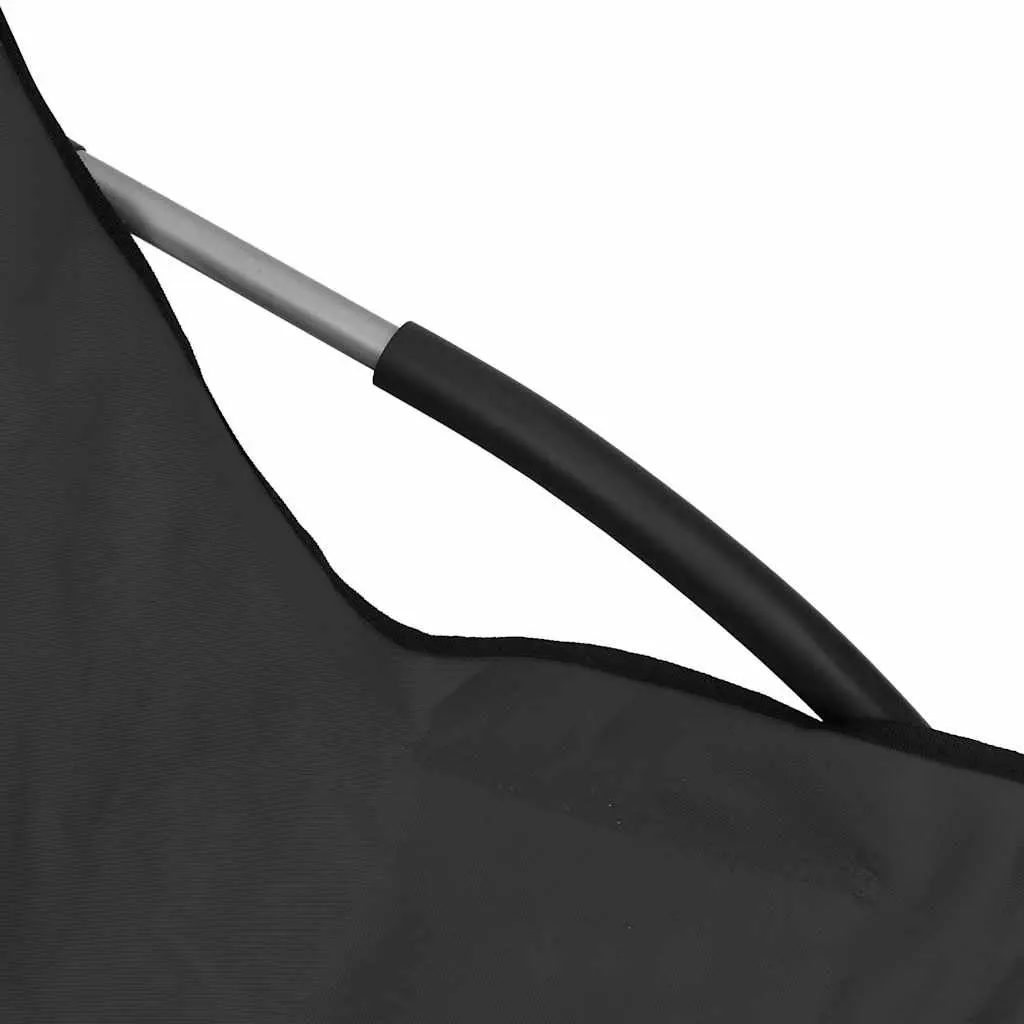 Folding Beach Chairs Oxford Fabric Steel Frame Black 2 Piece