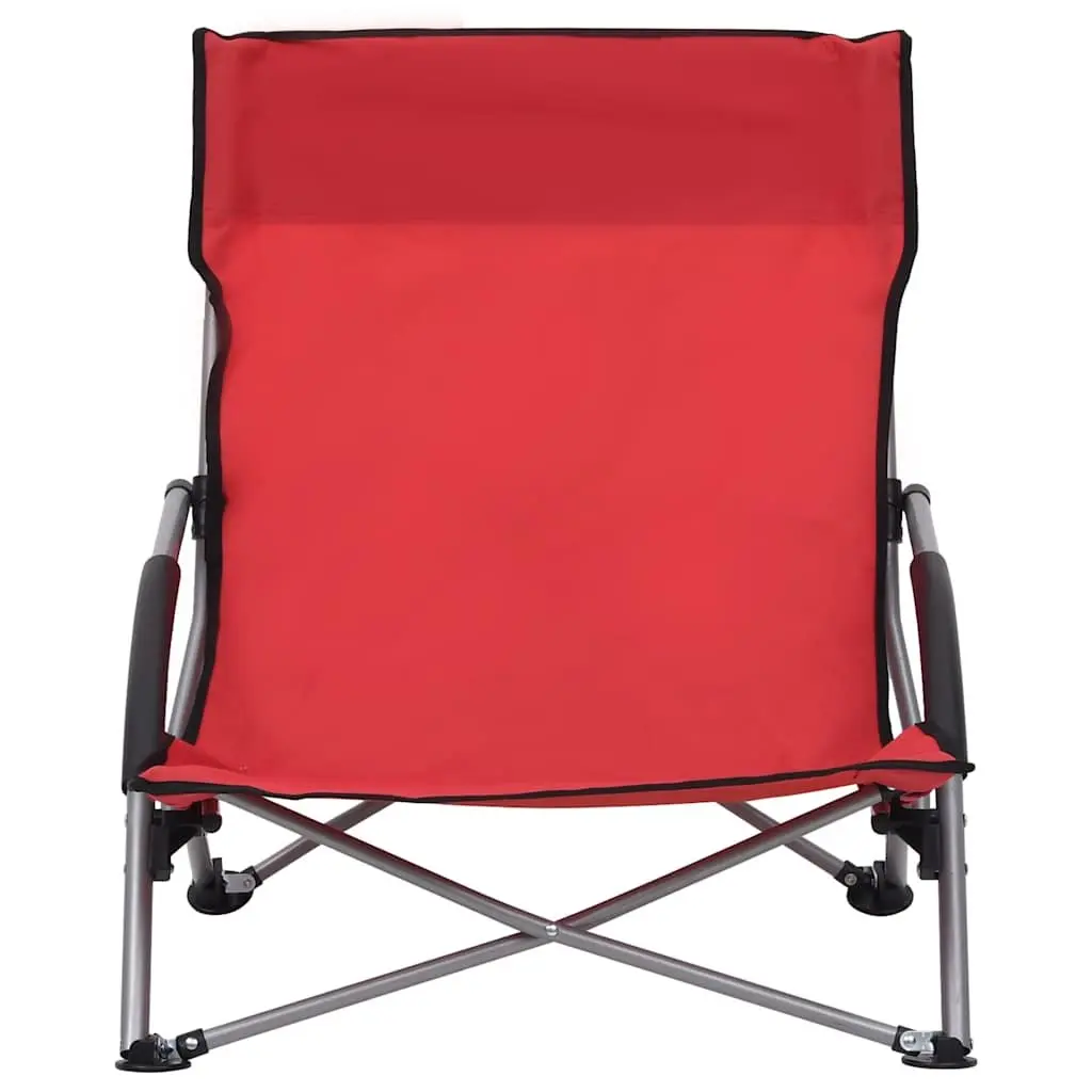 Folding Beach Chairs Oxford Fabric Red 2 Pieces