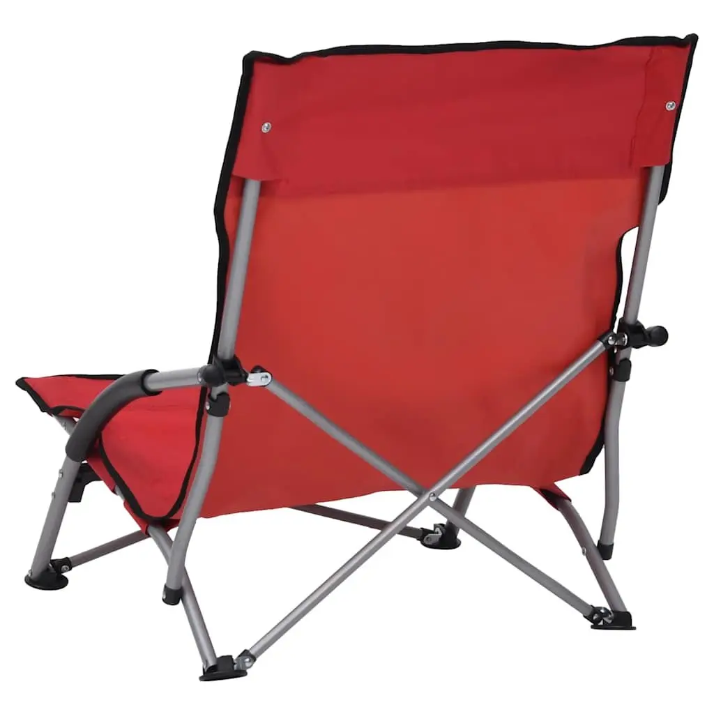 Folding Beach Chairs Oxford Fabric Red 2 Pieces
