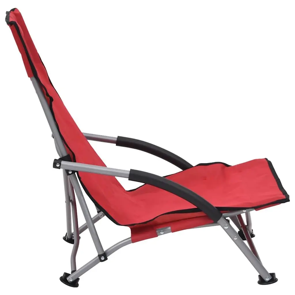 Folding Beach Chairs Oxford Fabric Red 2 Pieces