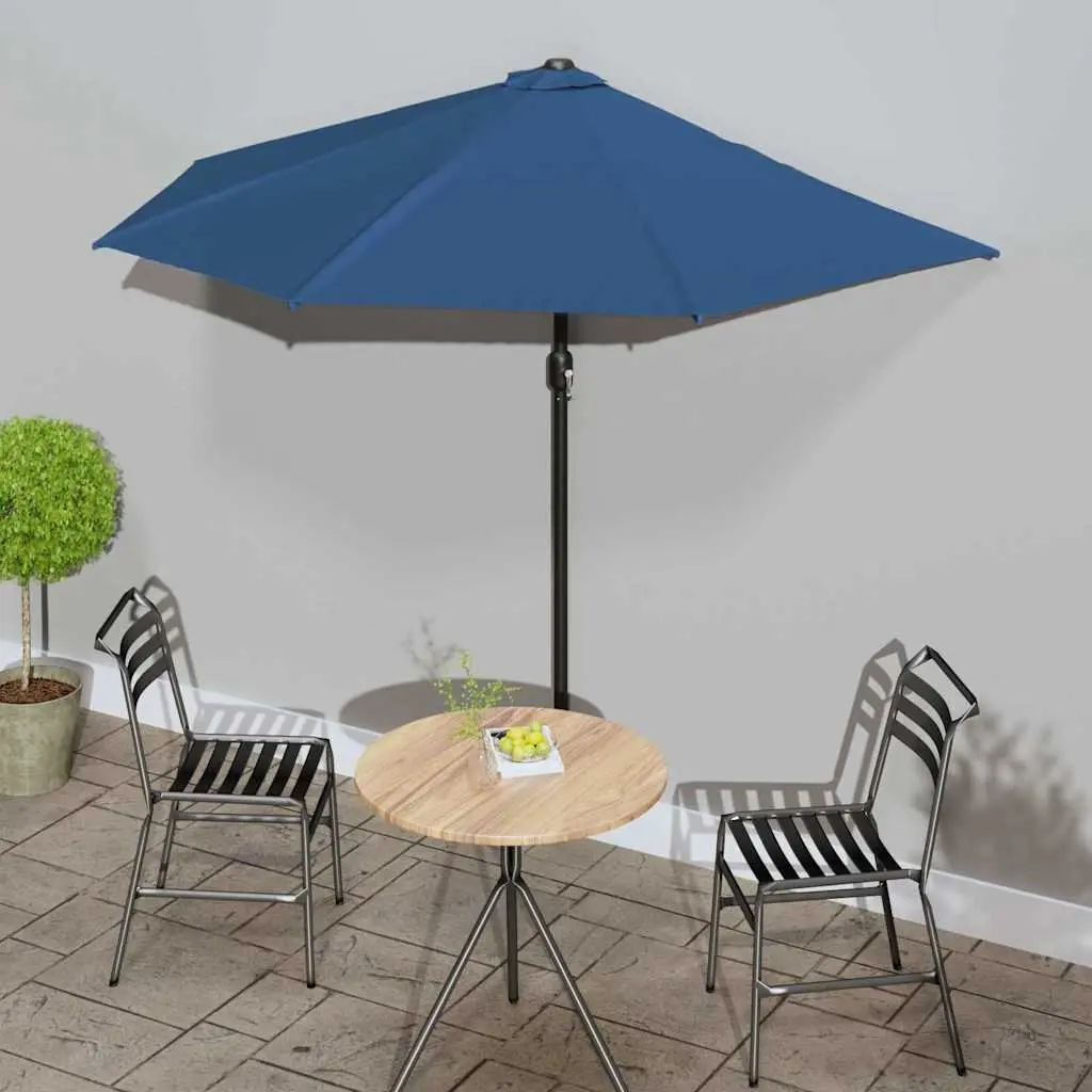 Half Round Balcony Parasol Blue Outdoor Umbrella