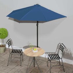 Durable Half Round Balcony Parasol Blue Outdoor Umbrella