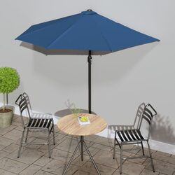 Durable Half Round Balcony Parasol Blue Outdoor Umbrella