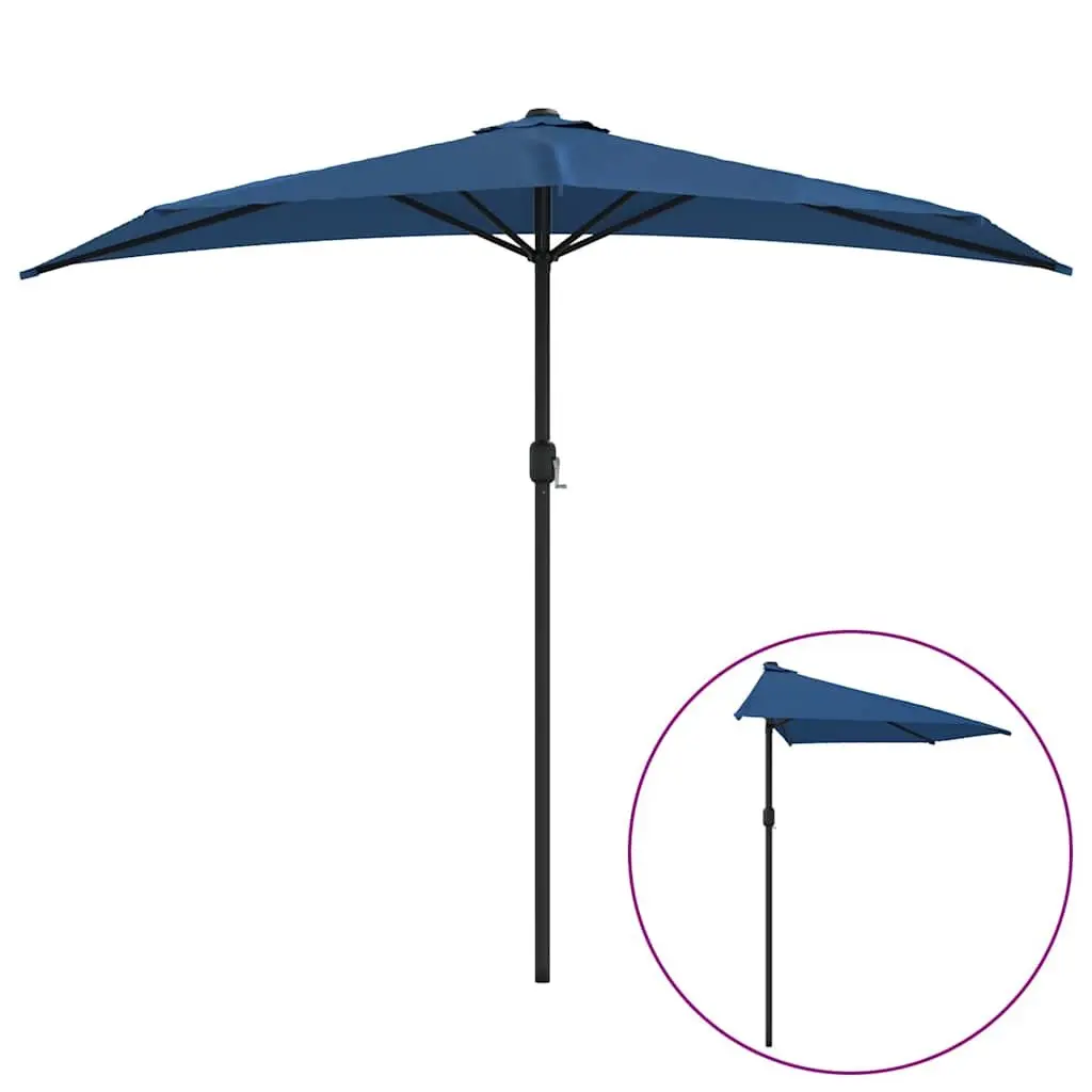 Half Round Balcony Parasol Blue Outdoor Umbrella