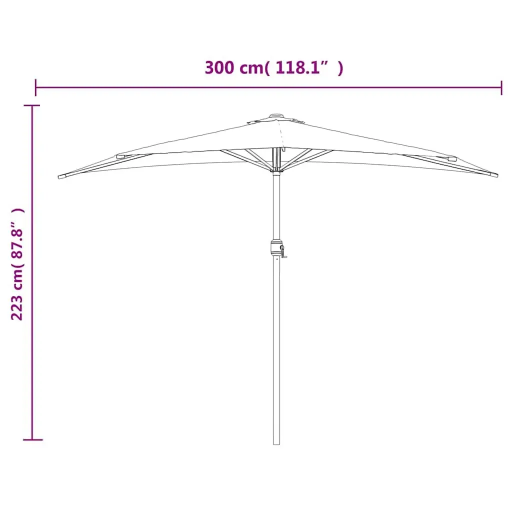 Half Round Balcony Parasol with Aluminium Pole