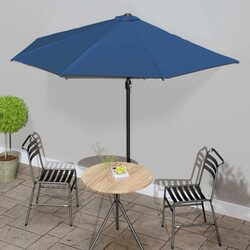 Durable Half Round Balcony Parasol with UV Protection - Blue
