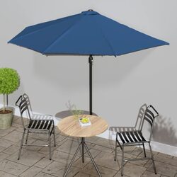 Durable Half Round Balcony Parasol with UV Protection - Blue