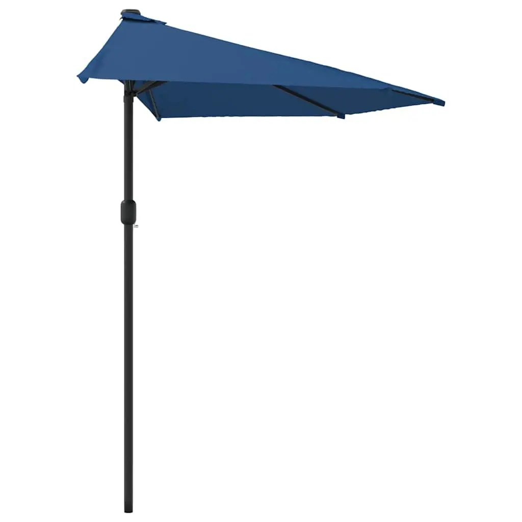 Half Round Balcony Parasol Outdoor Sun Shade UV Protection Crank Opening Blue