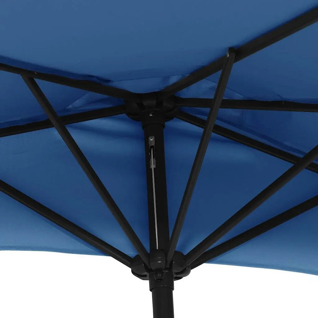 Half Round Balcony Parasol Outdoor Sun Shade UV Protection Crank Opening Blue