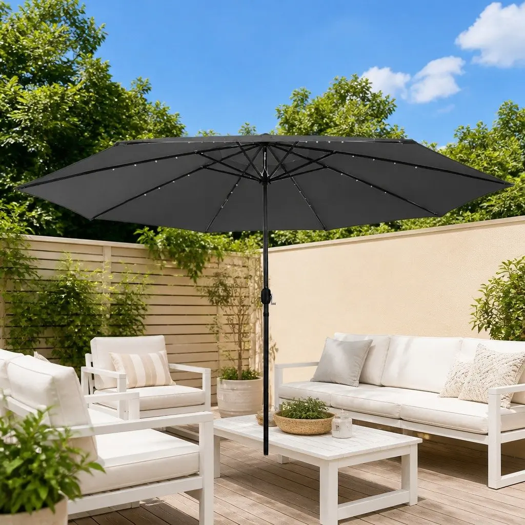 Garden Parasol with LED Lights 400cm Anthracite