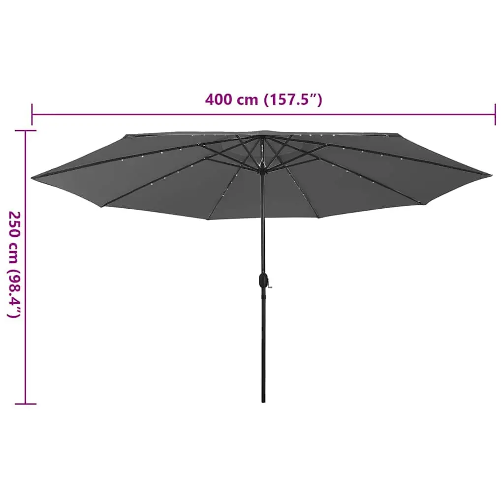 Garden Parasol with LED Lights 400cm Anthracite