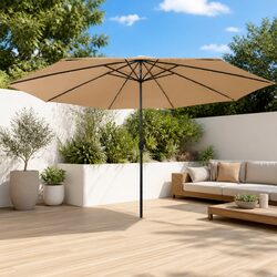 Sturdy Garden Parasol with LED Lights - 400cm Taupe