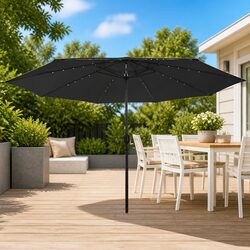 Premium Black Garden Parasol 400cm with LED Lights