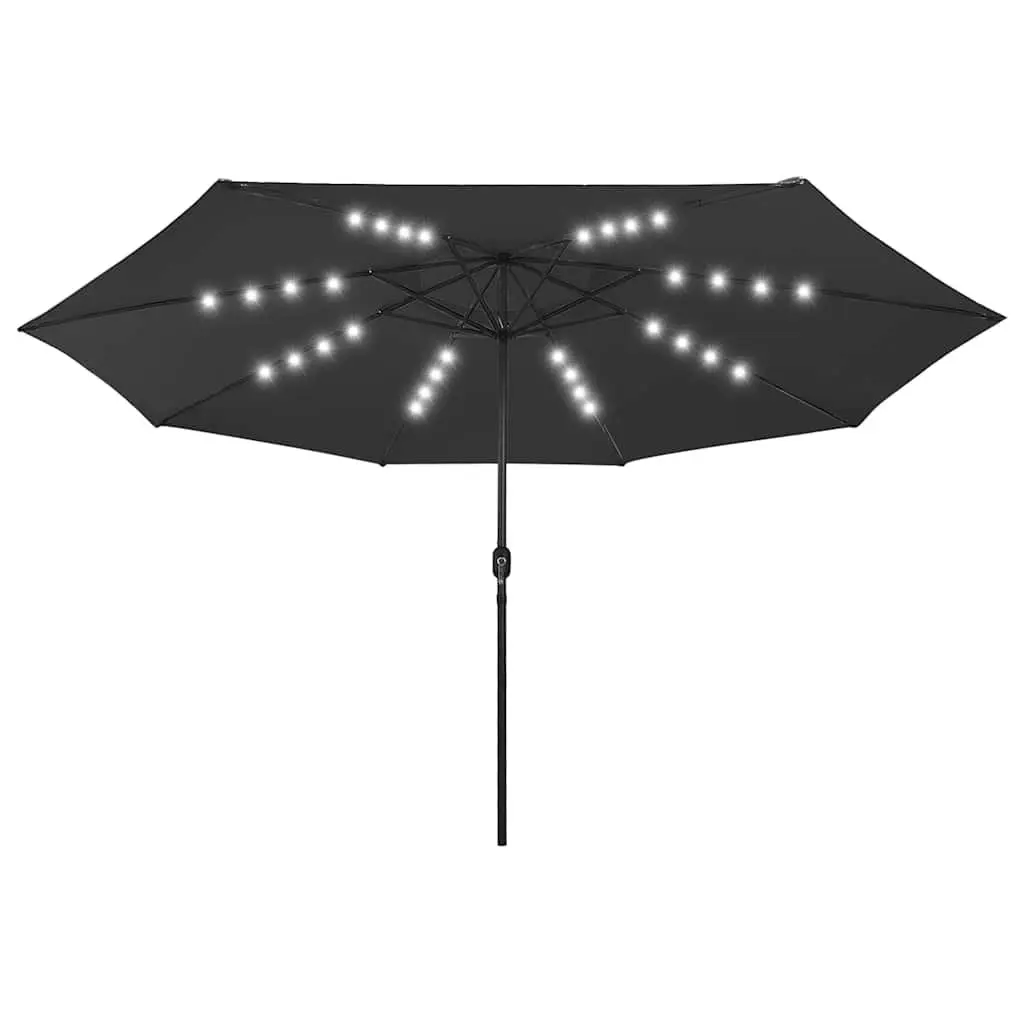 Black Garden Parasol 400cm with LED Lights