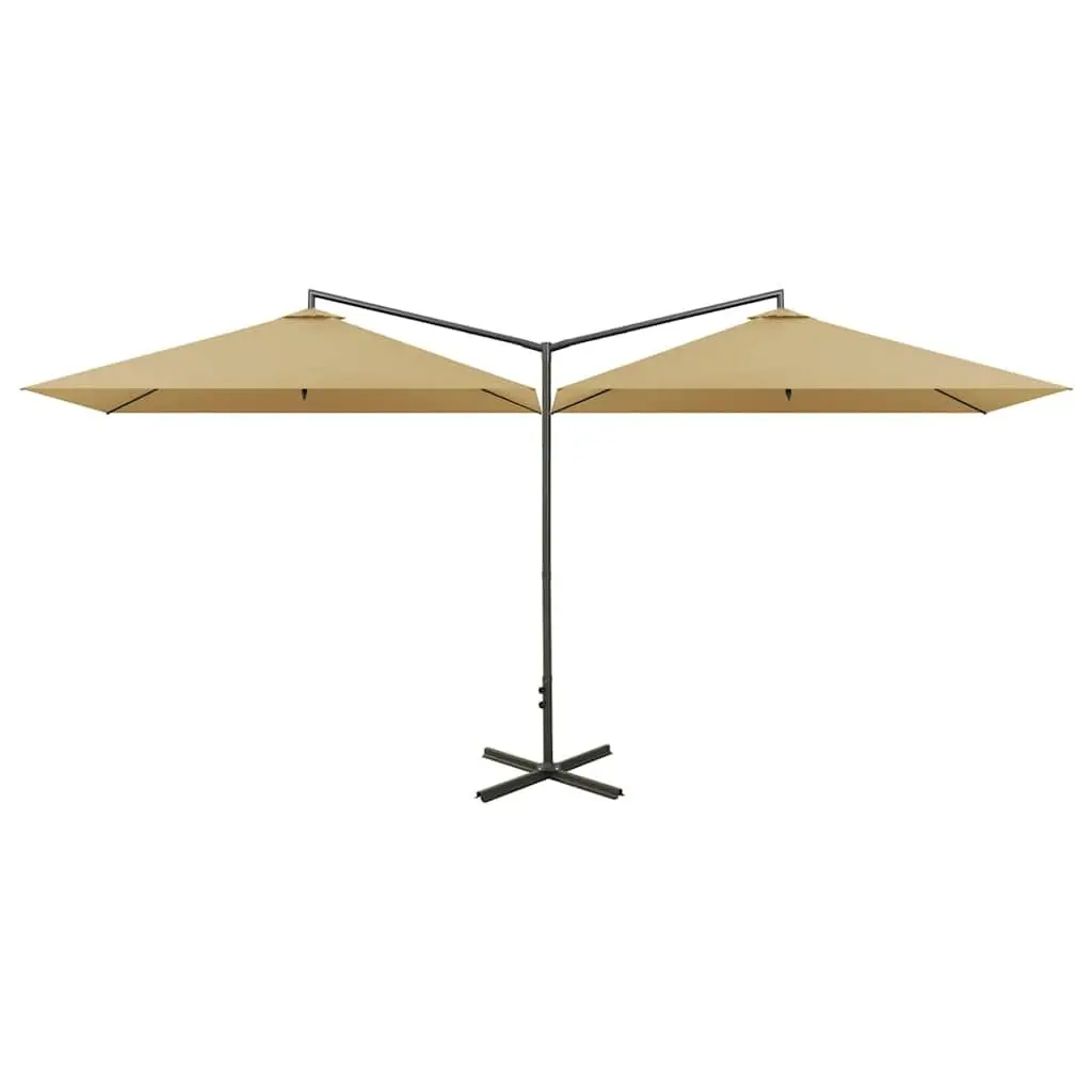 Double Garden Parasol Polyester 600x300cm Taupe