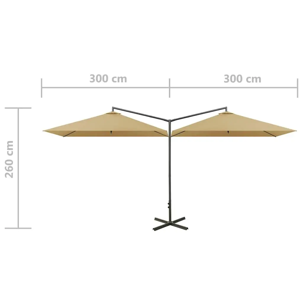 Double Garden Parasol Polyester 600x300cm Taupe