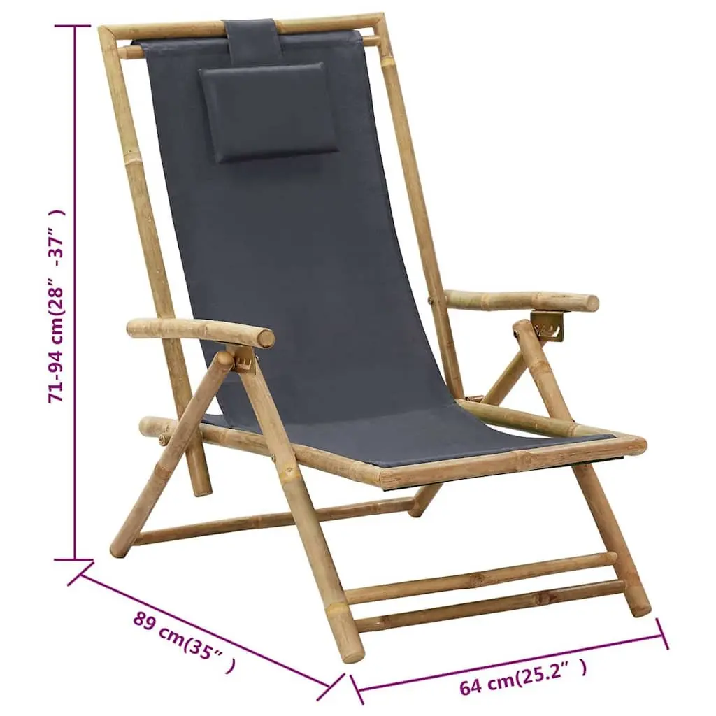 Bamboo Frame Folding Outdoor Reclining Chair