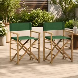 Sturdy Green Bamboo Folding Director's Chairs - Set of 2