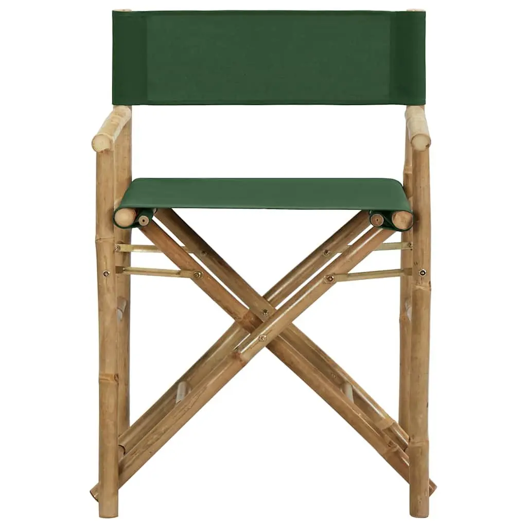 Folding Director's Chairs Bamboo Green 2 Piece Outdoor Garden Patio Seating