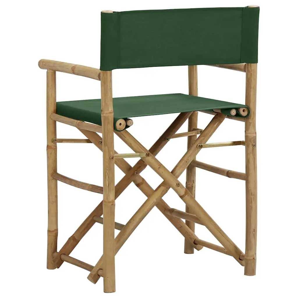 Folding Director's Chairs Bamboo Green 2 Piece Outdoor Garden Patio Seating