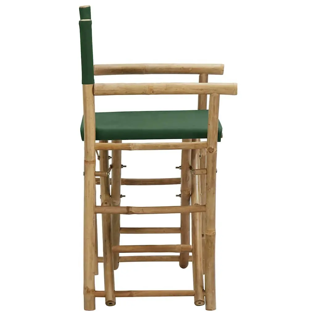 Folding Director's Chairs Bamboo Green 2 Piece Outdoor Garden Patio Seating