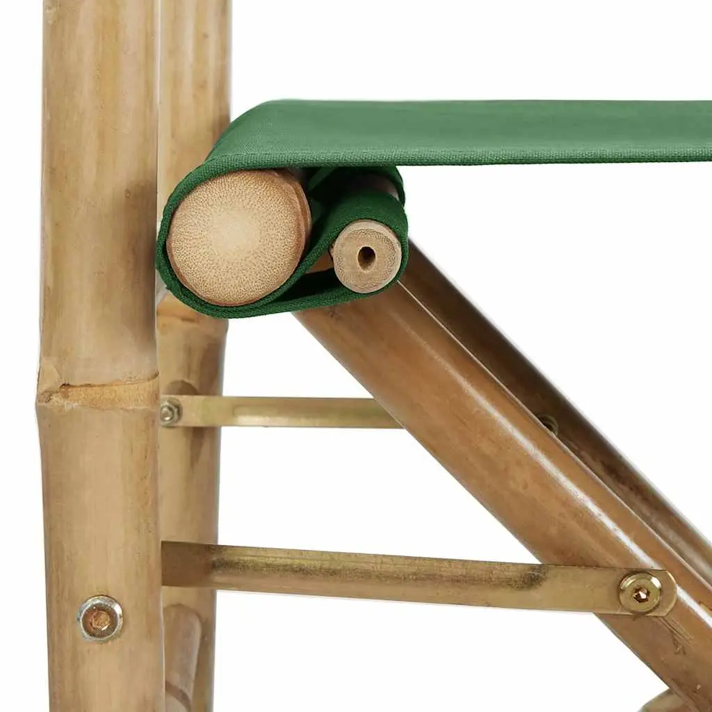 Folding Director's Chairs Bamboo Green 2 Piece Outdoor Garden Patio Seating