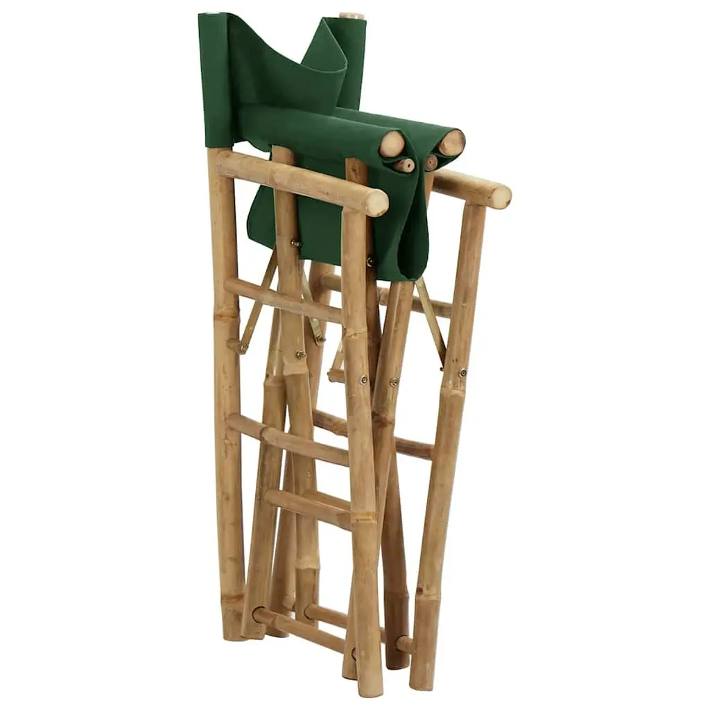 Folding Director's Chairs Bamboo Green 2 Piece Outdoor Garden Patio Seating