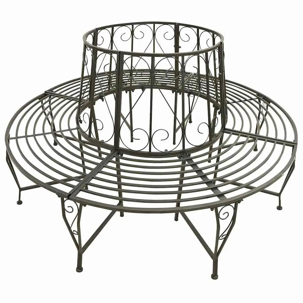 Grey Steel Circular Tree Bench 160cm
