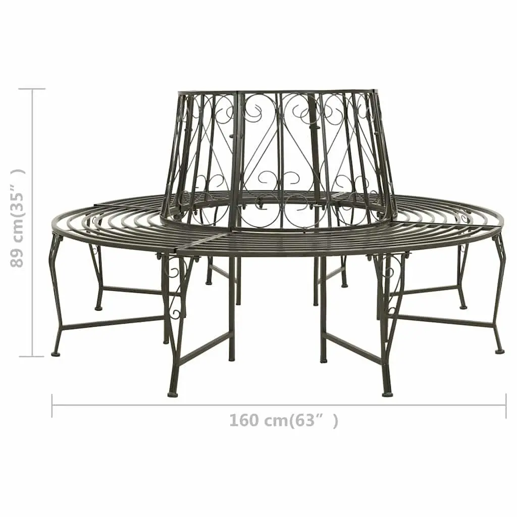 Grey Steel Circular Tree Bench 160cm