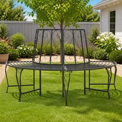 Durable Half Round Tree Bench 160cm for Outdoor Use