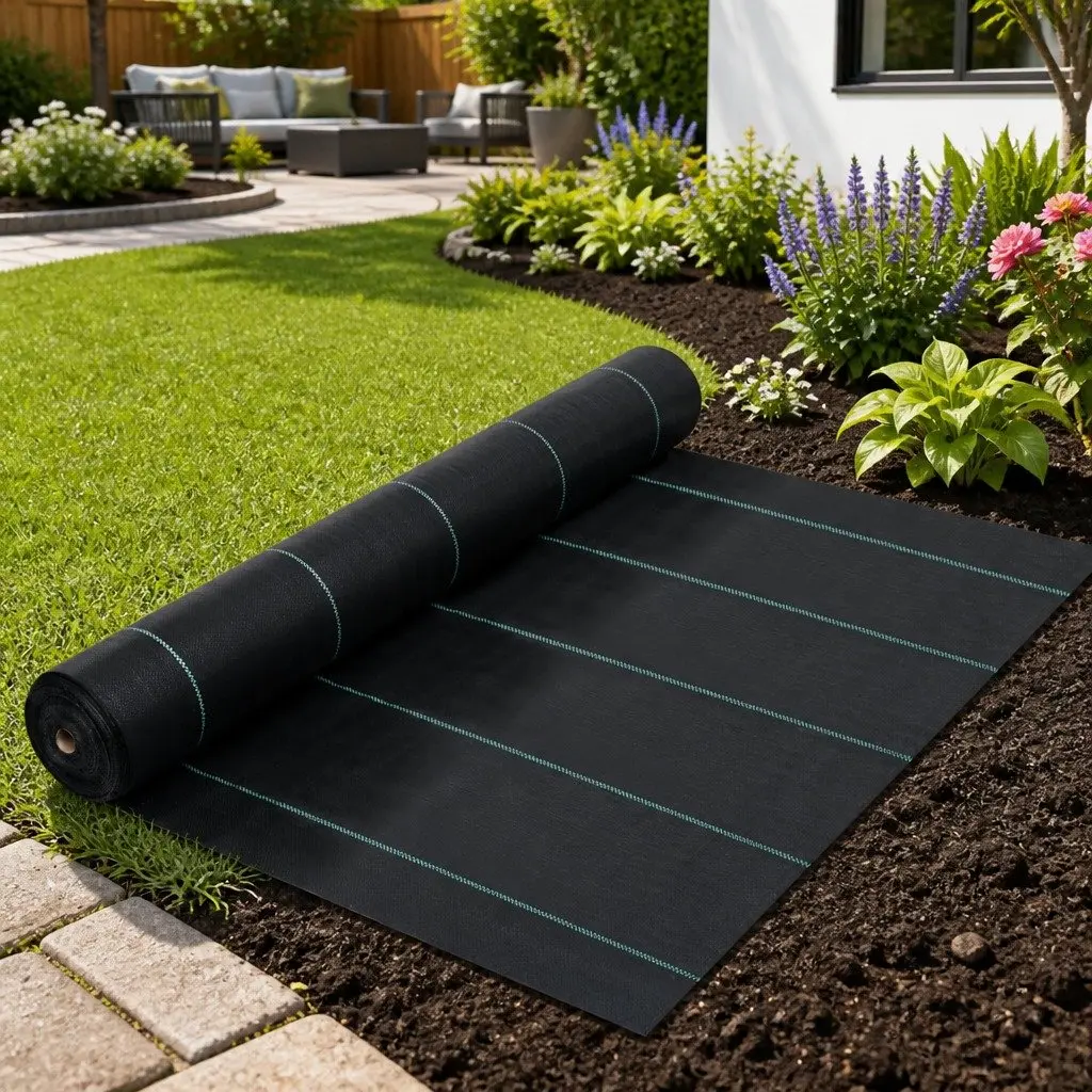 Black Weed Control Mat 2x50 m for Landscaping