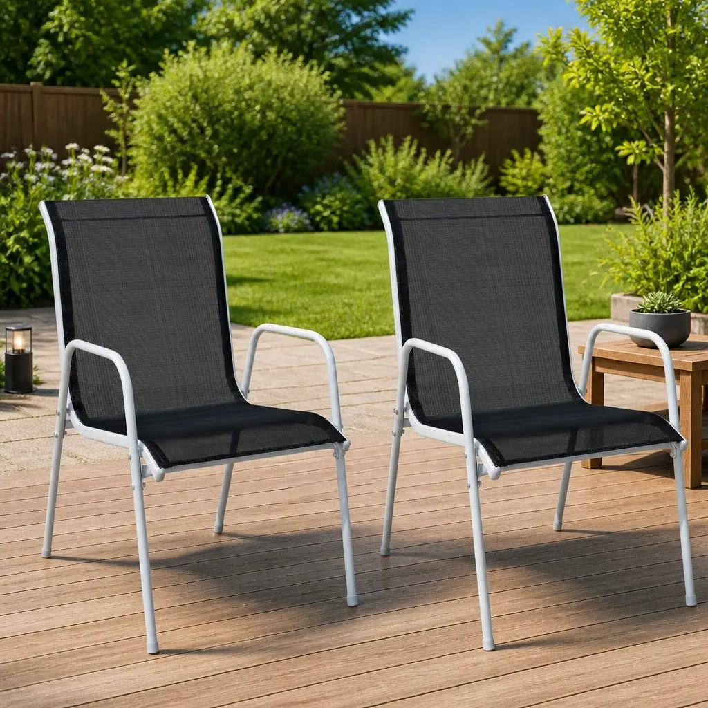 Stackable Outdoor Chairs Set of 2 for Patios