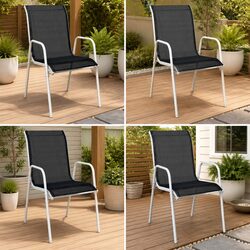 Durable Set of 4 Stackable Outdoor Armchairs in Black