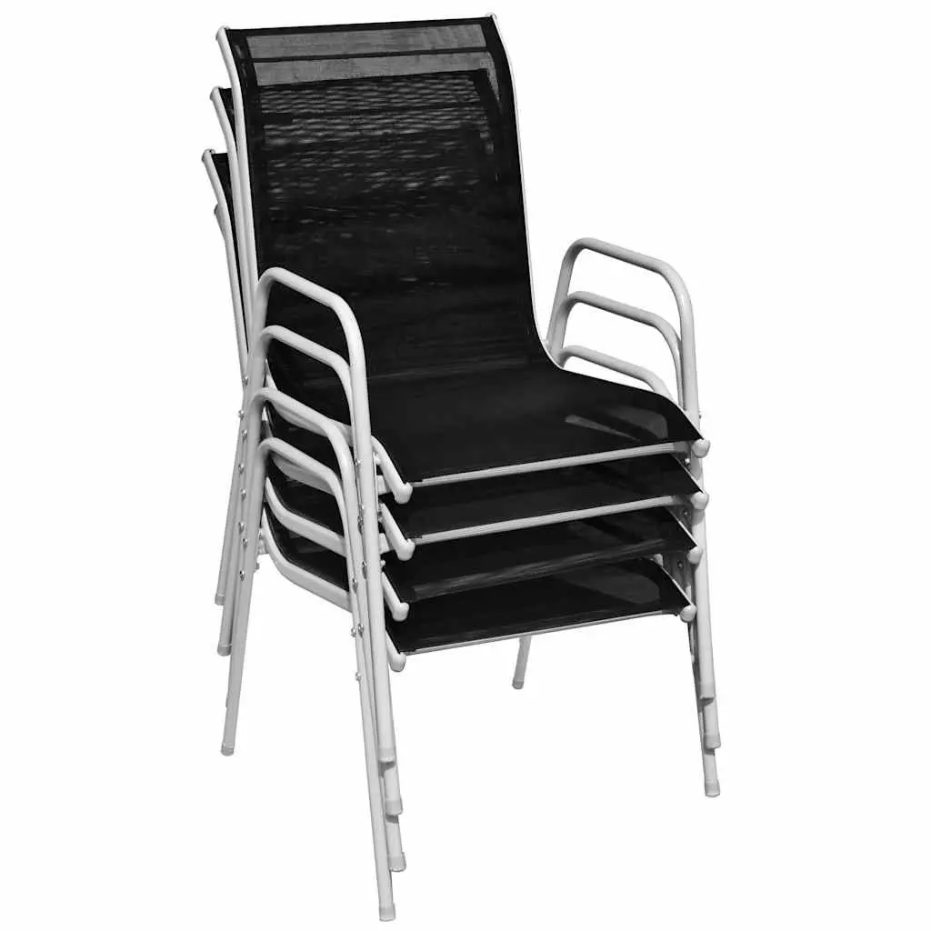 Set of 4 Stackable Outdoor Armchairs in Black