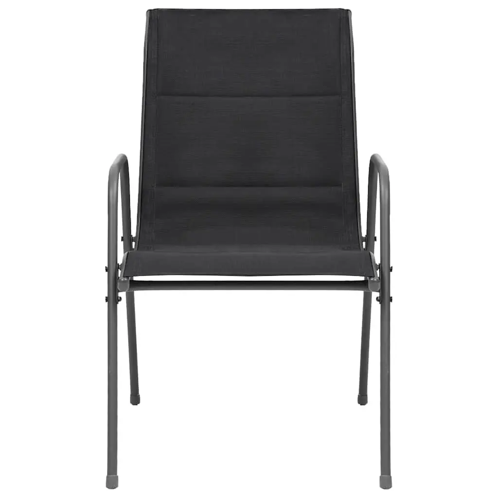 Stackable Outdoor Chairs 2 pcs Steel Textilene Black Garden Patio Seating Set