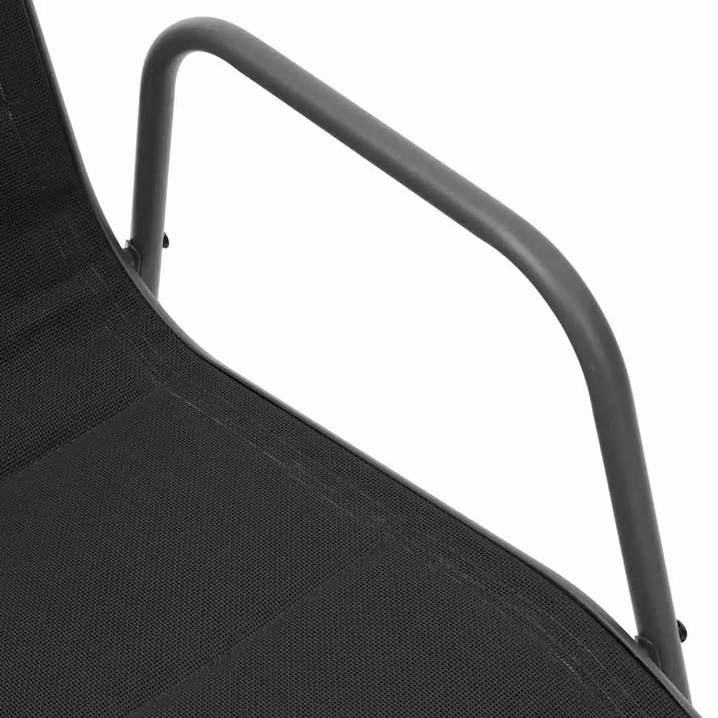 Stackable Outdoor Chairs 2 pcs Steel Textilene Black Garden Patio Seating Set
