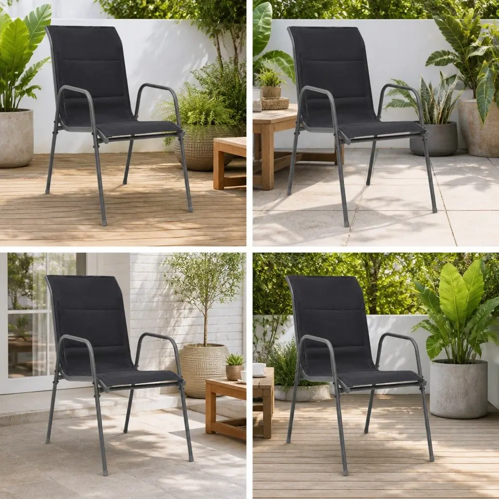 Stackable Outdoor Chairs 4 pcs Set for Patios