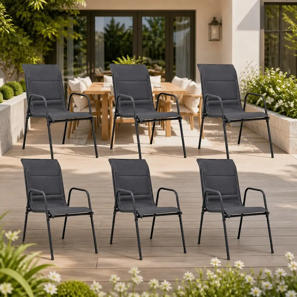 Stackable Outdoor Dining Chairs Set of 6